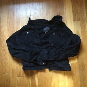 American Eagle Cropped Black Jean Jacket